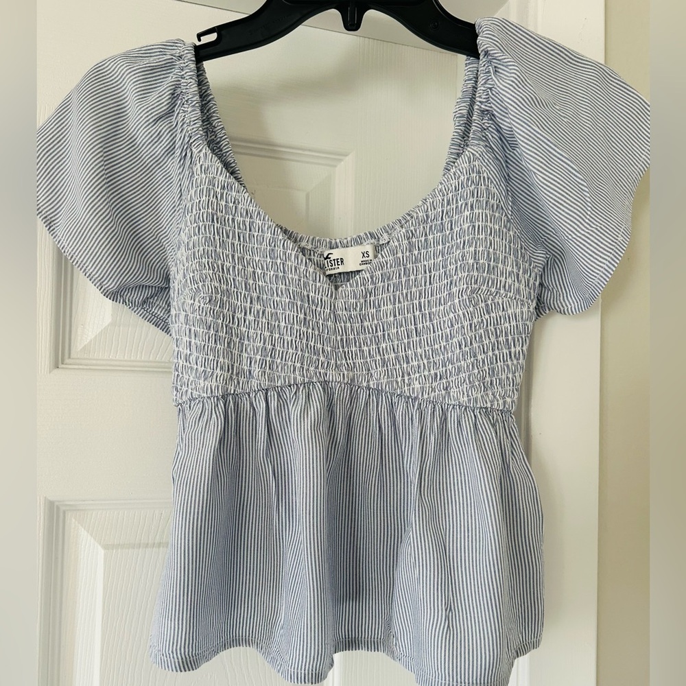 Hollister Light Blue Striped Blouse